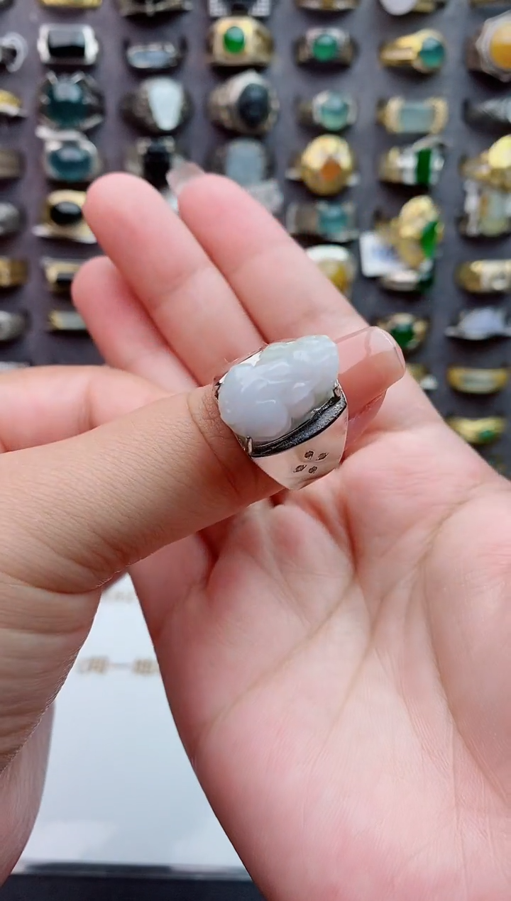 未镶嵌戒指翡翠天然翡翠男戒