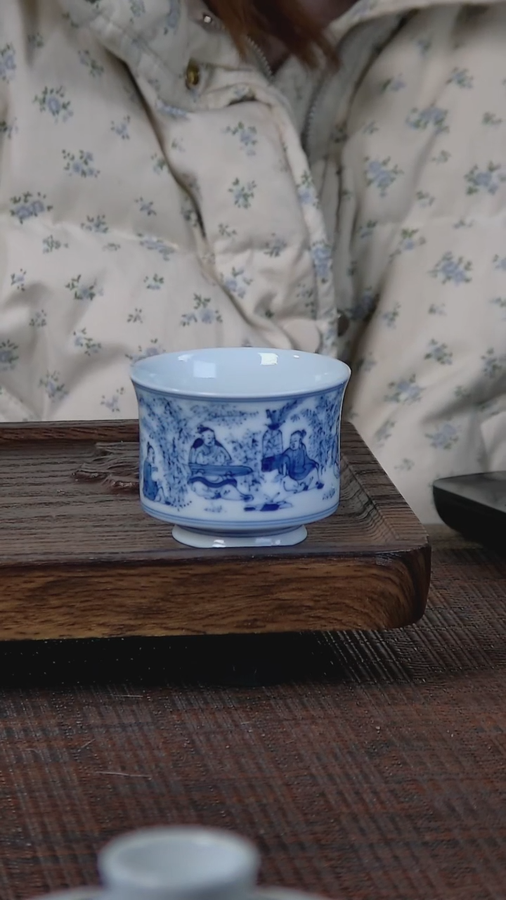 【闪购商品】折葵非器手工手绘竹林七贤小马蹄杯