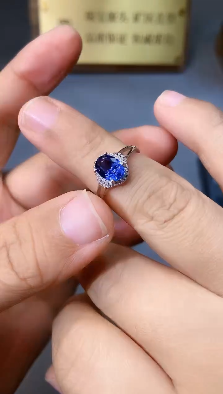 【闪购商品】蓝宝石戒指银S925镶嵌354
