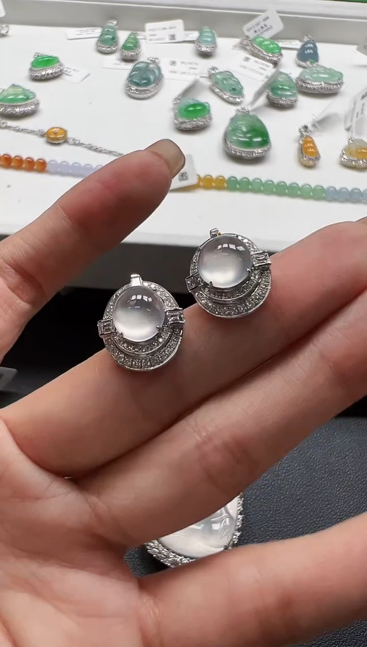 18K金镶嵌翡翠耳饰KXLJ1111-025