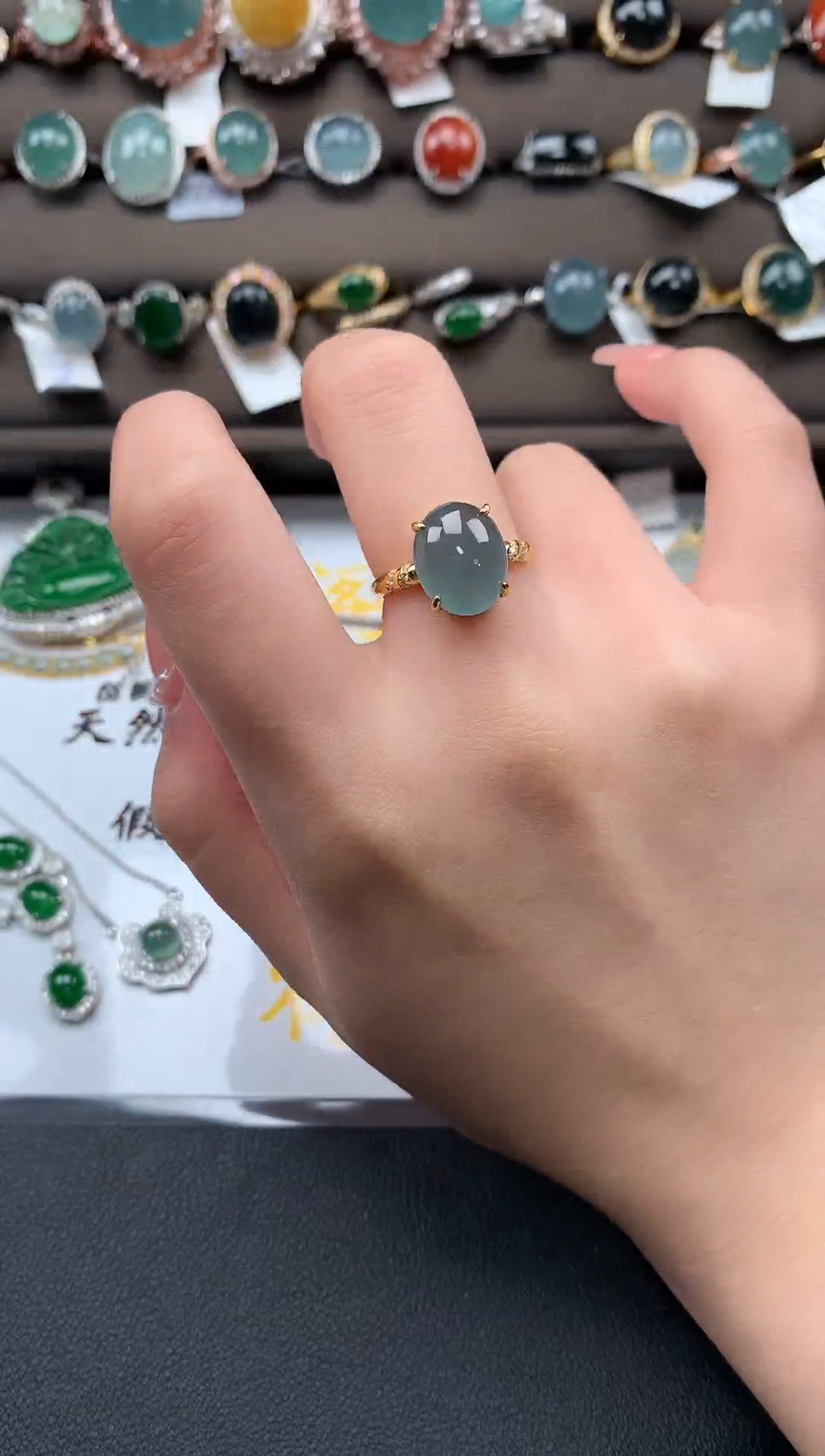 【闪购商品】翡翠戒指银S925镶嵌52142