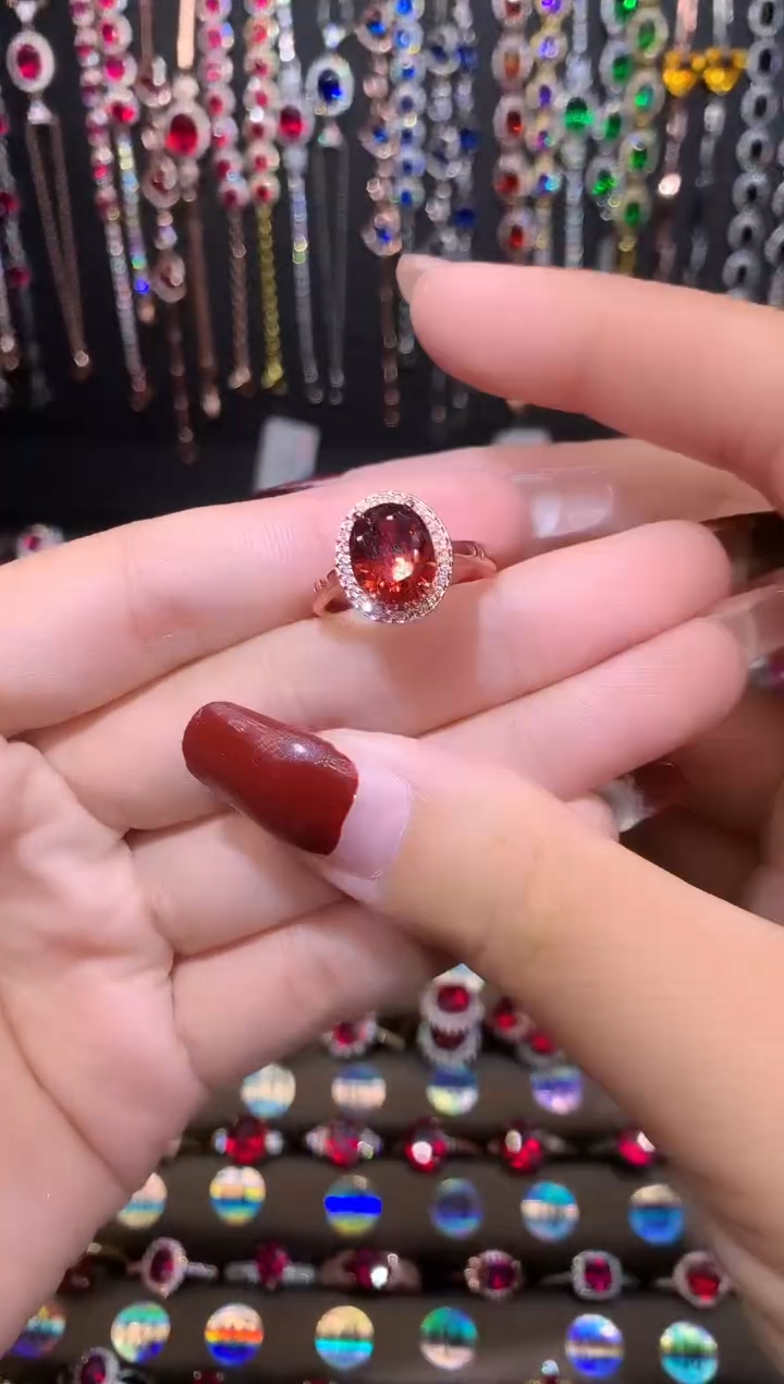 【闪购商品】红宝石戒指银S925镶嵌玫瑰金