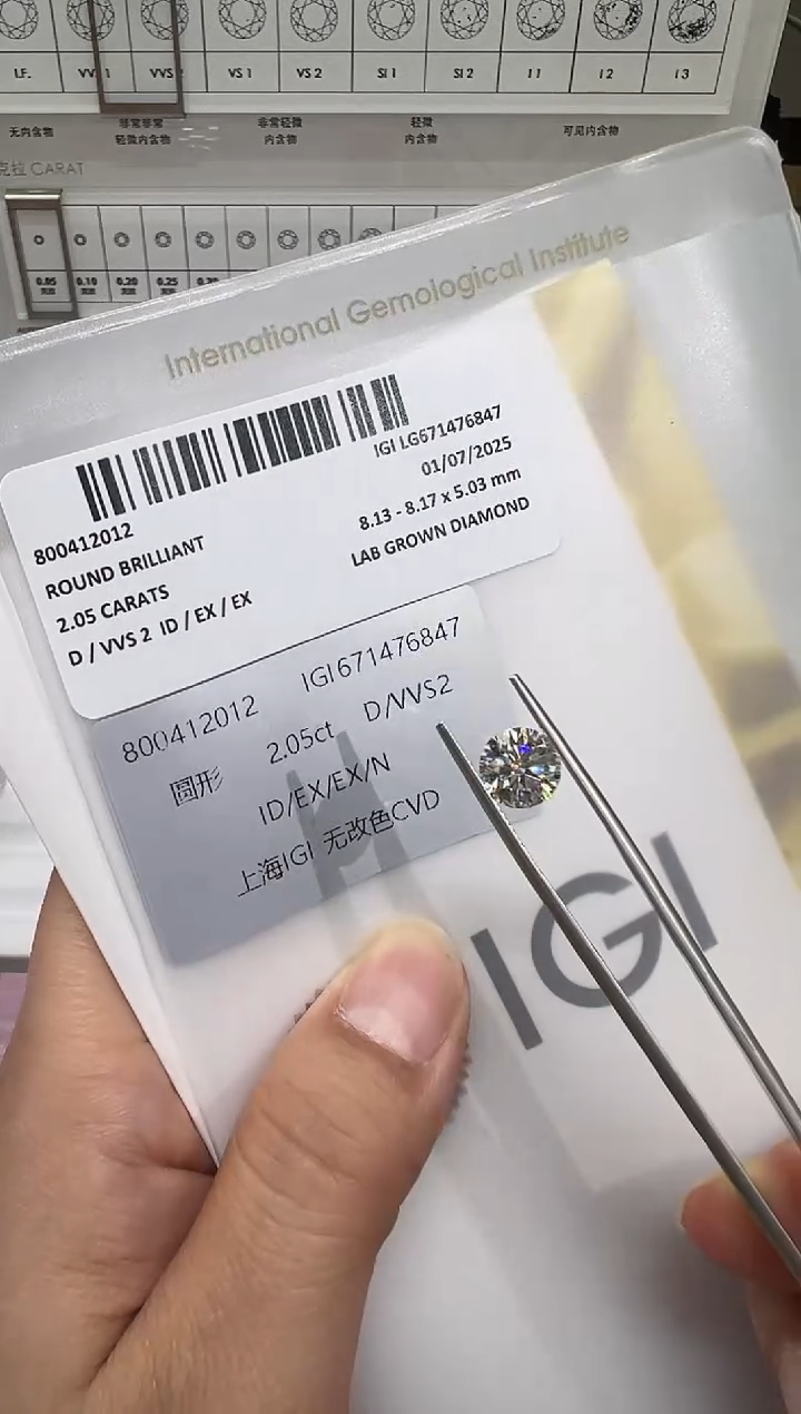 【闪购商品】实验室培育钻石裸石未镶嵌@ 2.05ct先鉴赏，再定制！