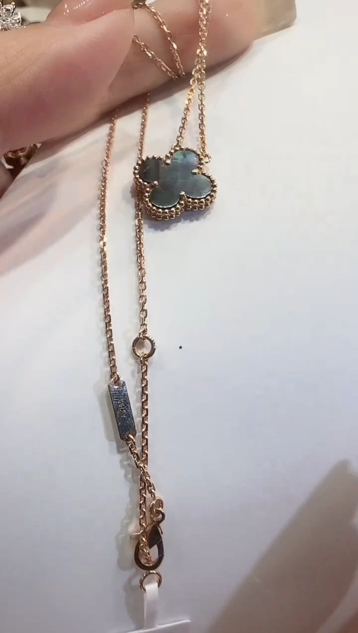 项链贝壳（贝母）18K金镶嵌灰贝