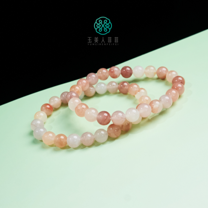 菲菲珠宝好！桃花酿金丝玉圆珠手串-多样性发一