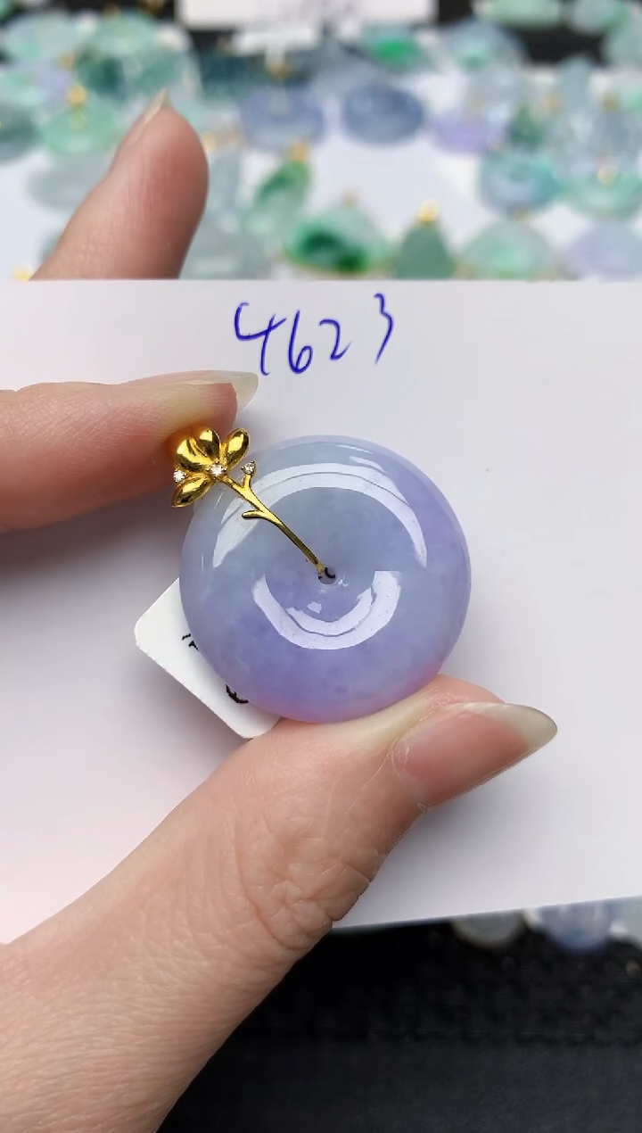 颈饰18K金镶嵌翡翠天然缅甸A货翡翠百元以上9元证书费自理