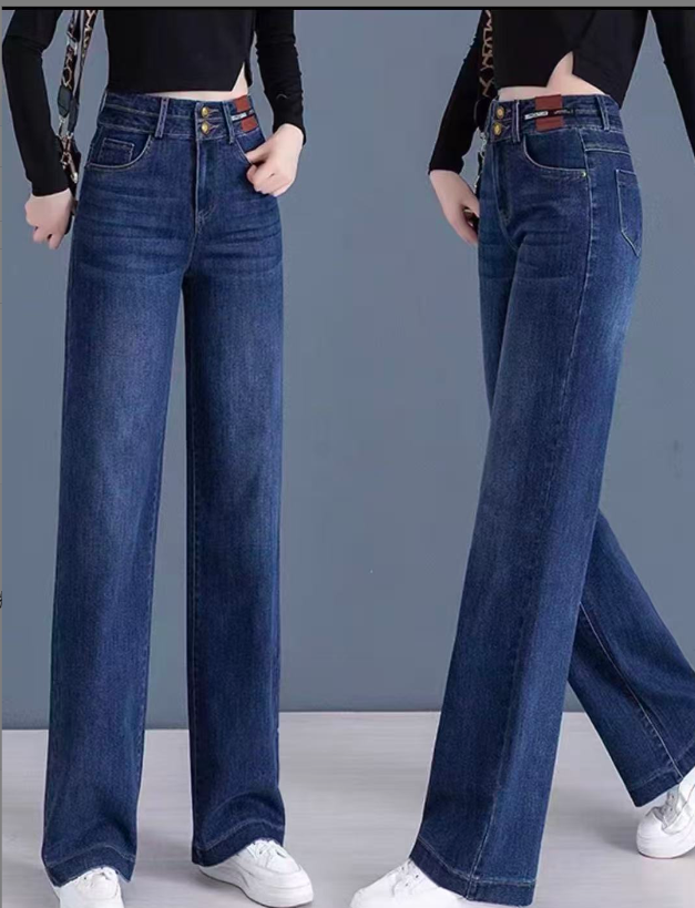  2265#腰头两扣牛仔裤女