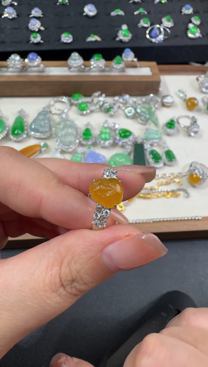 翡翠戒指18K金镶嵌?**子S0730-S459-15