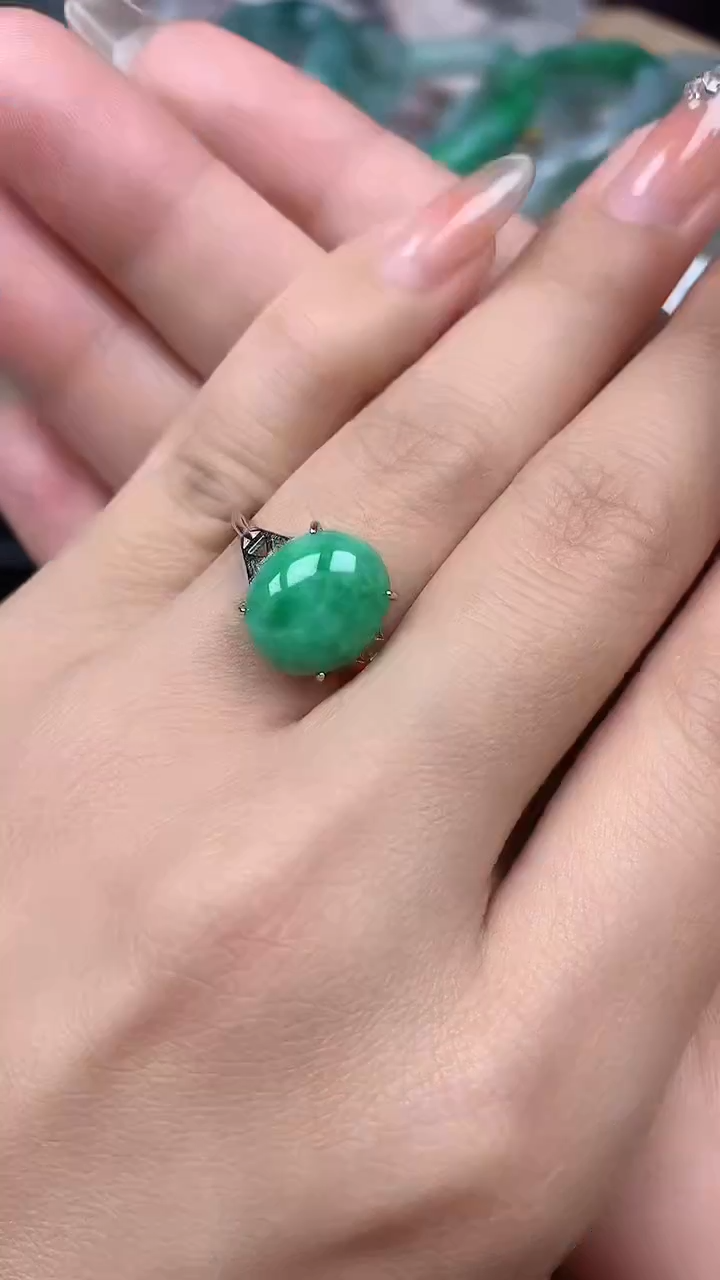 【闪购商品】翡翠戒指银S925镶嵌戒指