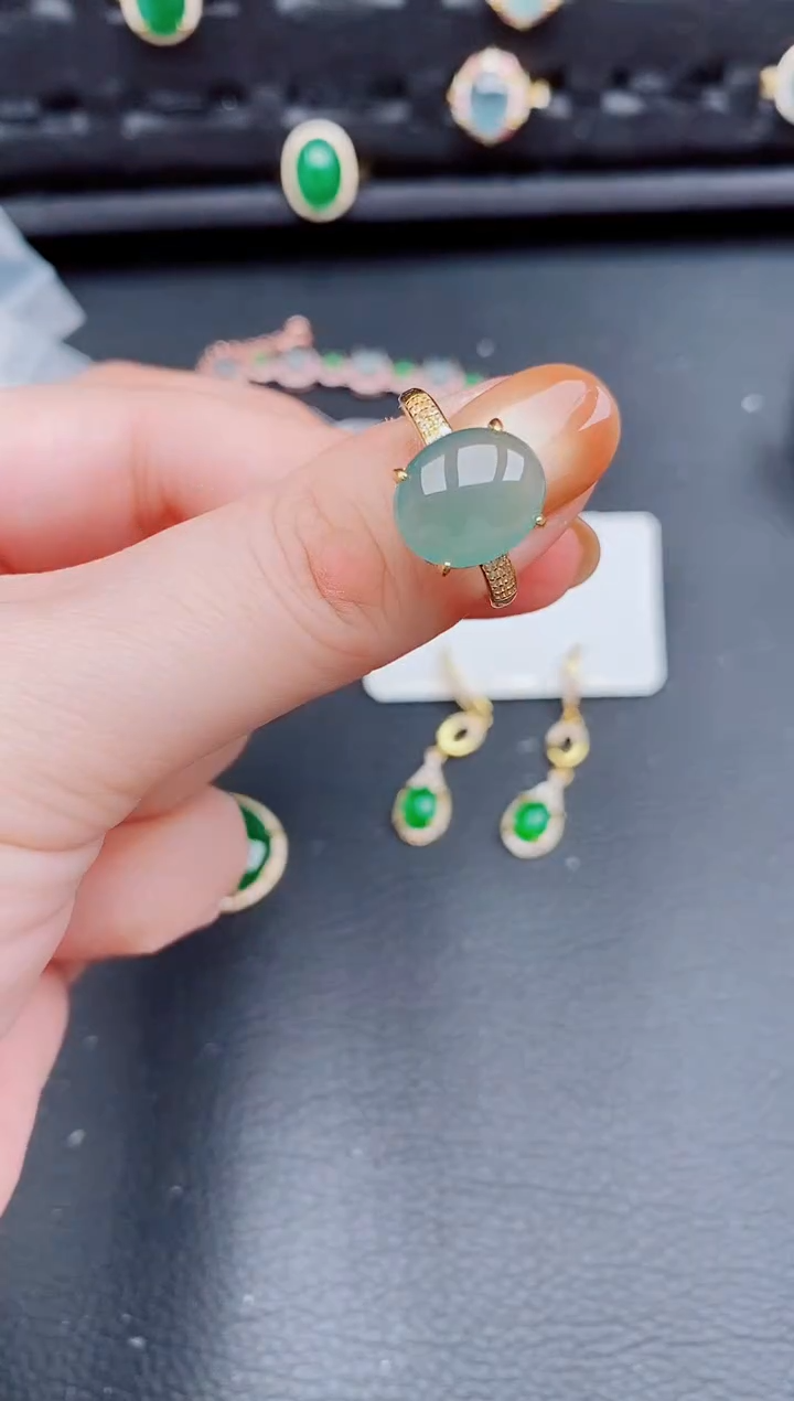 【闪购商品】翡翠戒指银S925镶嵌天然a货翡翠506