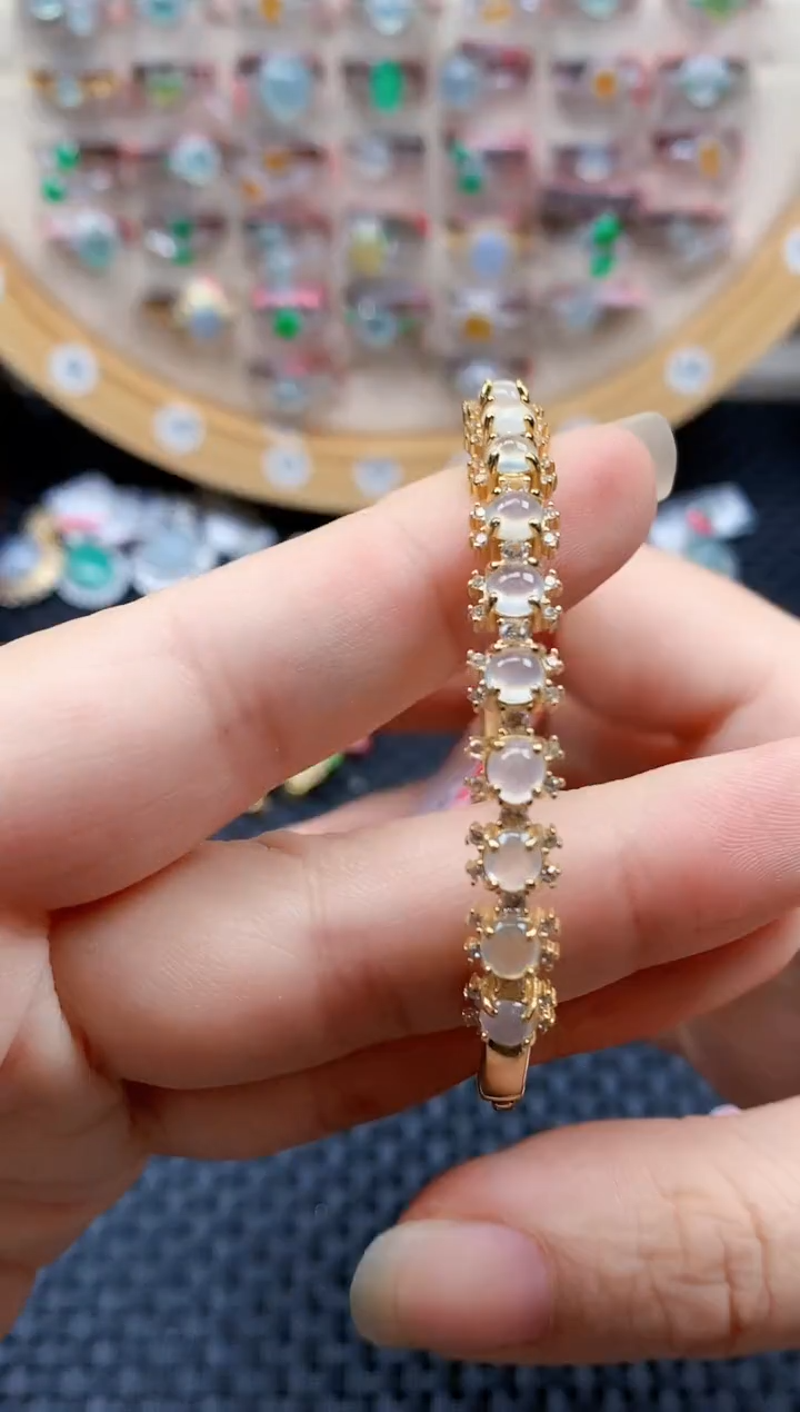 银S925镶嵌戒指翡翠天然A货缅甸翡翠