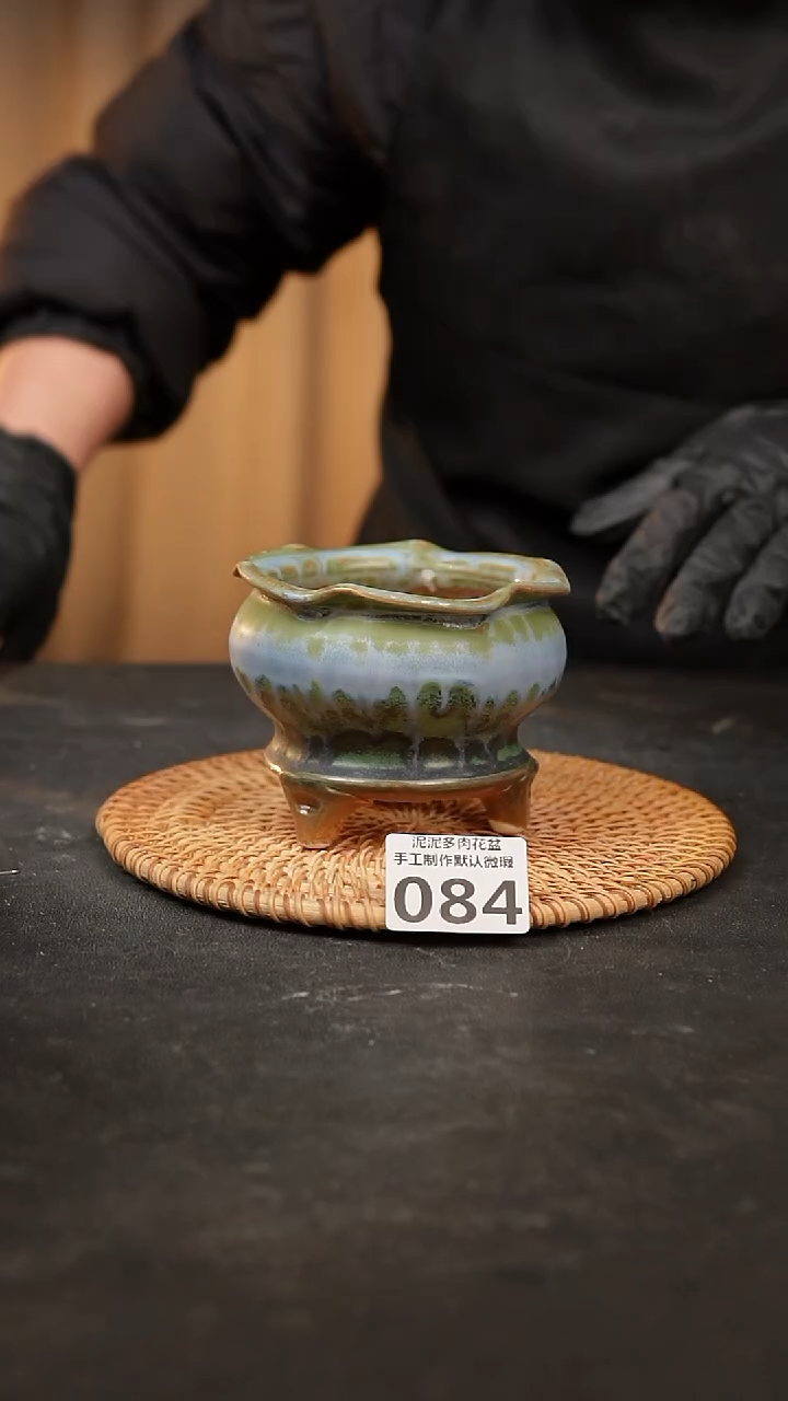 【闪购商品】瓷片084泥泥手工花盆口7高8