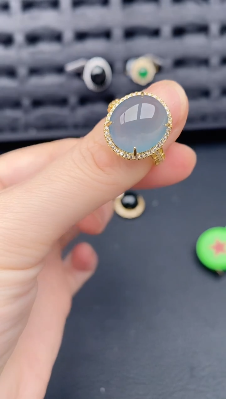 银S925镶嵌戒指翡翠天然a货翡翠432