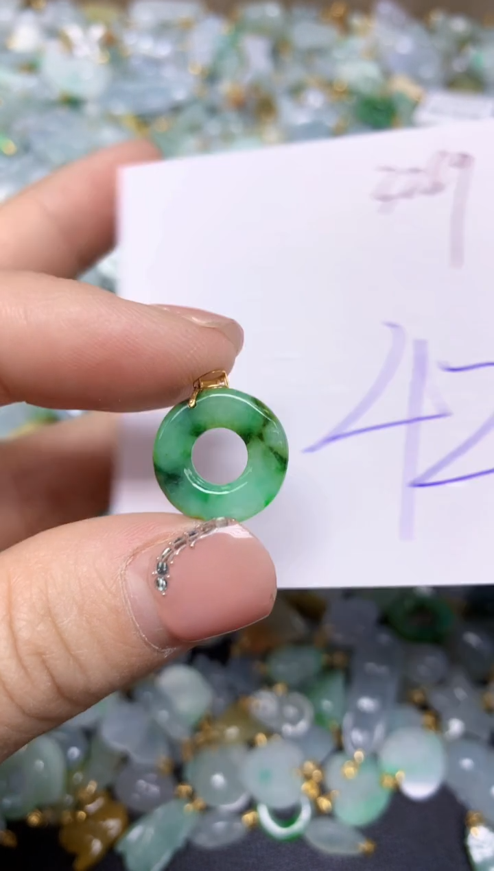 【闪购商品】翡翠挂件18K金镶嵌 天然翡翠A货