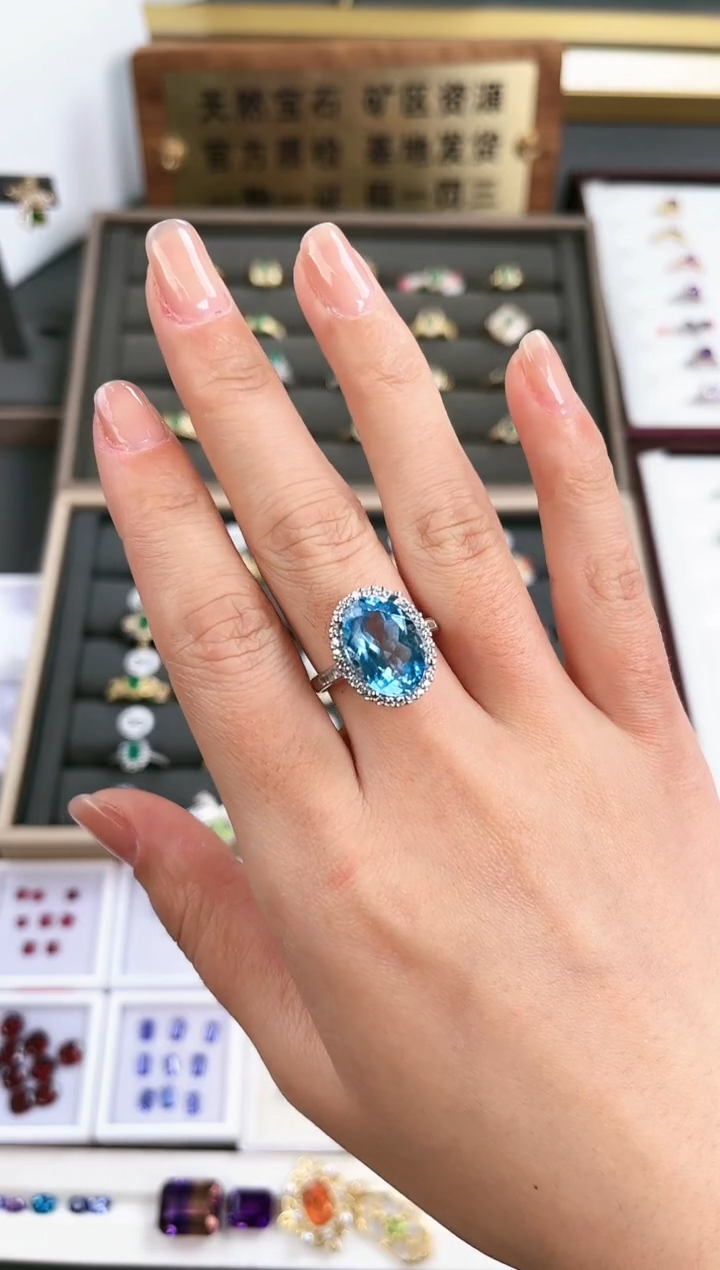 【闪购商品】托帕石戒指银S925镶嵌h005