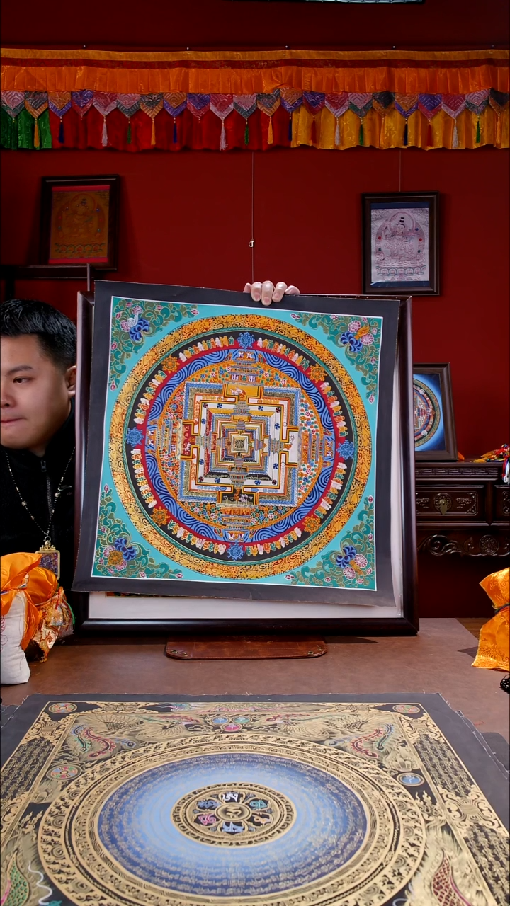 吊坠绿色时轮坛城装裱