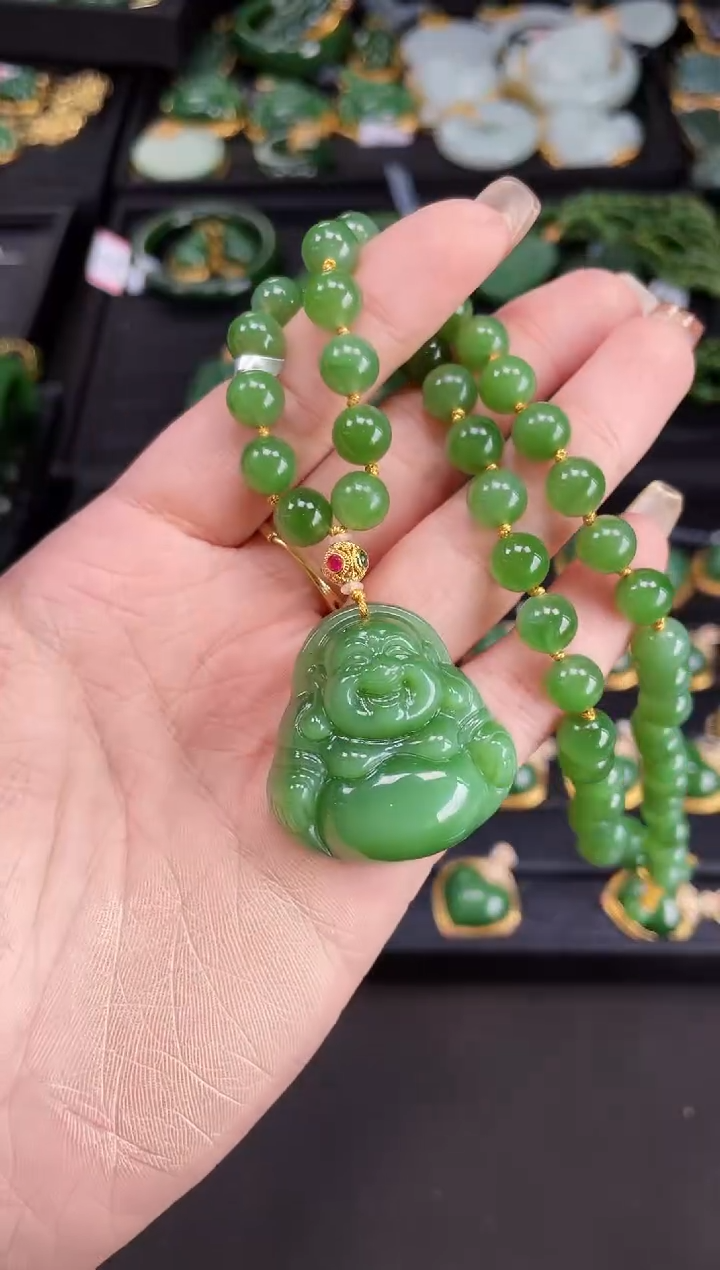 【闪购商品】和田玉套链18K金镶嵌35MM 多样性发一Z