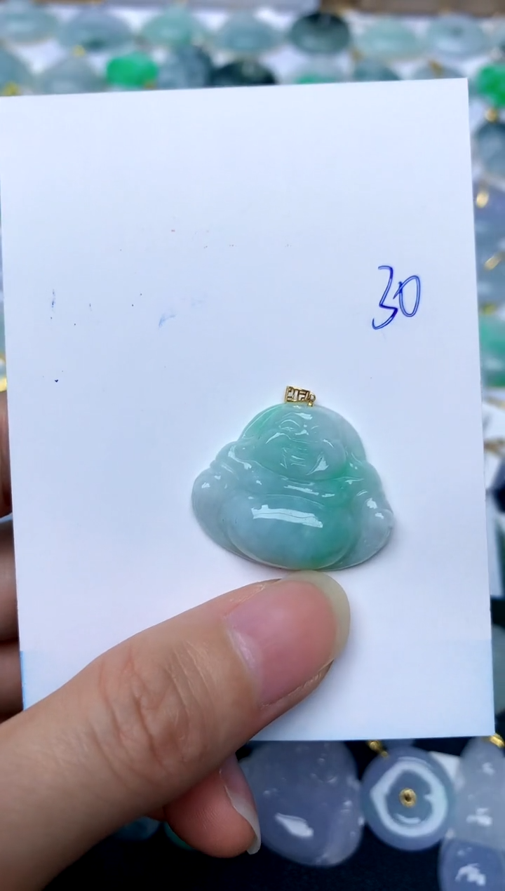 【闪购商品】翡翠颈饰18K金镶嵌30天然A货翡翠