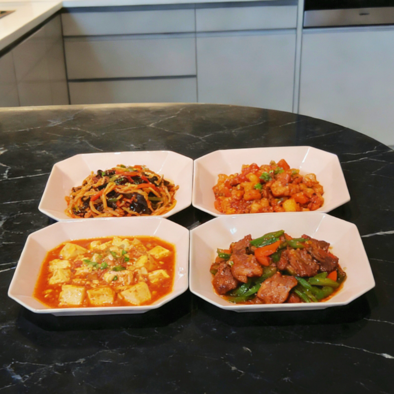 【铭策优品】8.5英寸淡粉色釉下彩简约家用陶瓷方盘4支装