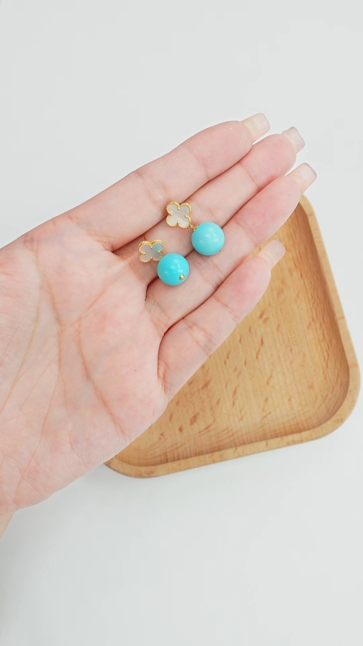 绿松石未镶嵌耳环发货一件