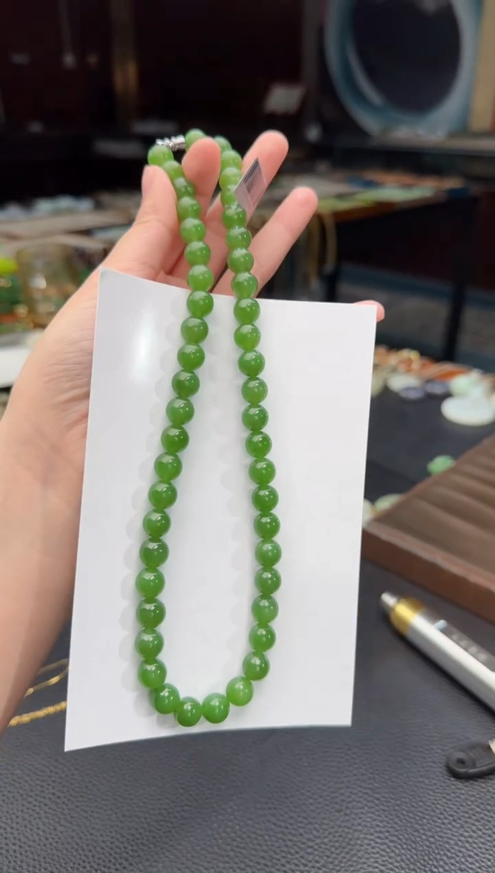 【闪购商品】和田玉颈饰未镶嵌碧玉果阳绿妈妈链卡10