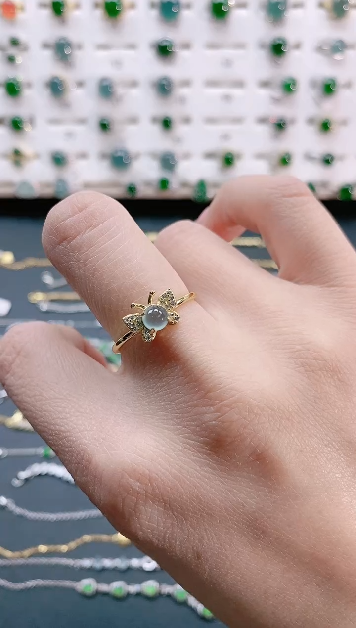 【闪购商品】翡翠戒指银S925镶嵌天然翡翠