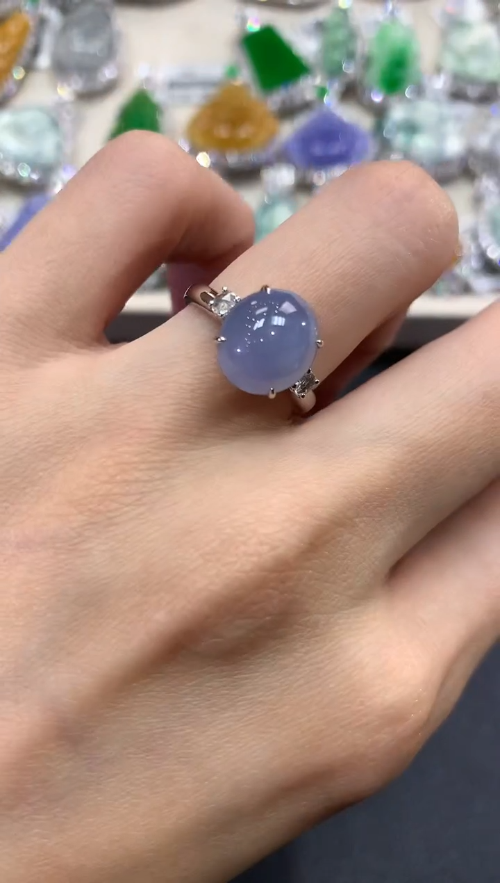 【闪购商品】翡翠戒指18K金镶嵌f56 紫货有色差