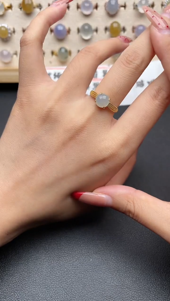 【闪购商品】翡翠戒指银S925镶嵌一物一证一礼盒