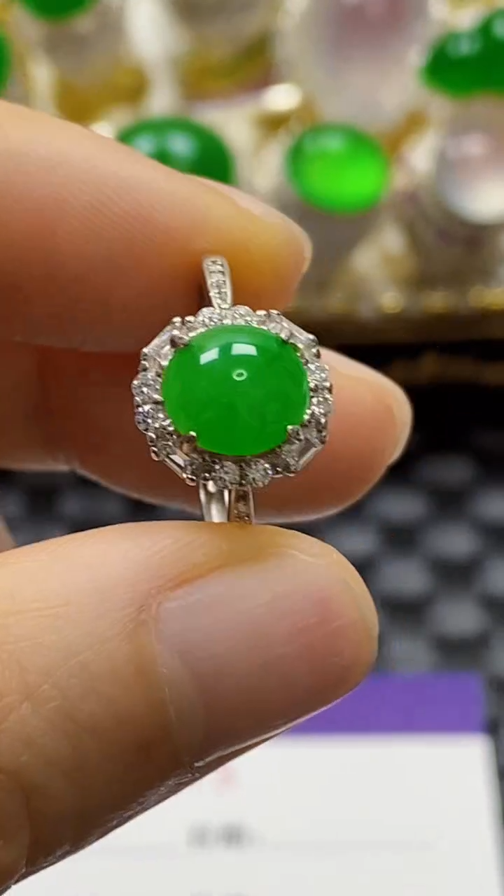 银S925镶嵌戒指翡翠/9875
