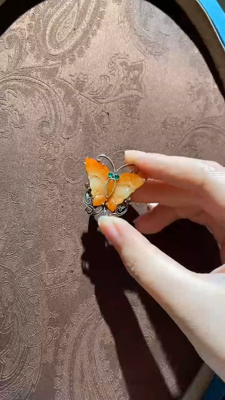 【闪购商品】翡翠戒指银S925镶嵌红翡绿翠 26号