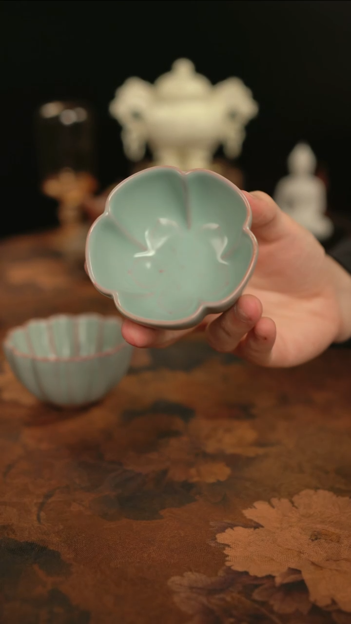 摩吉陶陶闪拍链接 天青花口杯