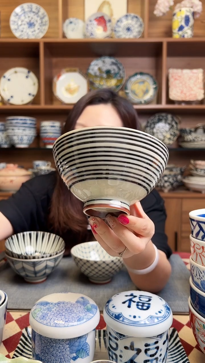 瓷片古染缘12.5cm中饭碗     