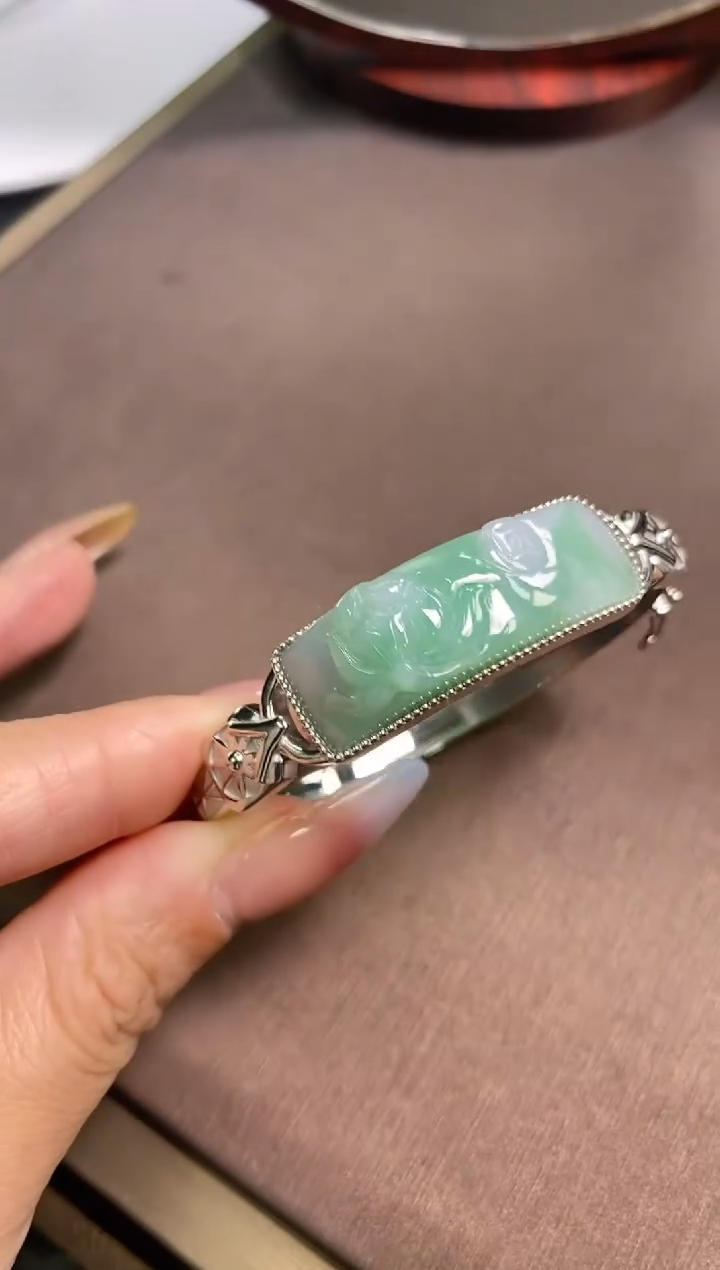 翡翠银S925镶嵌颈饰净货13257