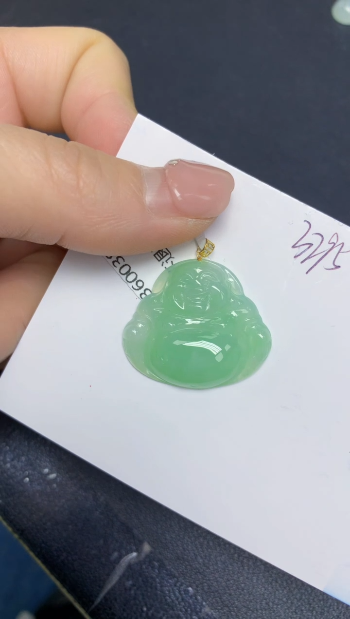 【闪购商品】翡翠挂件18K金镶嵌 天然翡翠A货