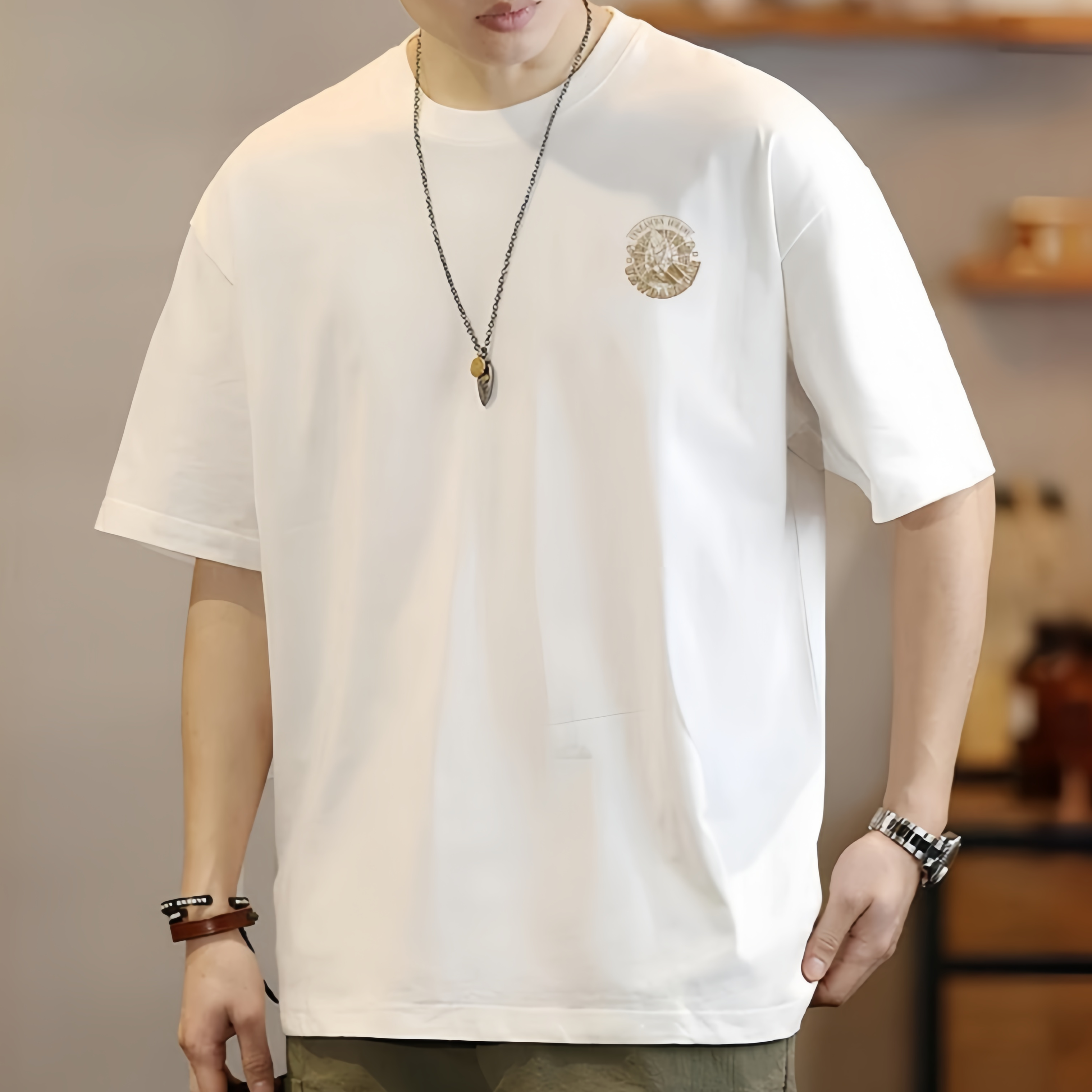 重磅240克新款短袖t恤男夏季韩版潮流简约半袖上衣轻奢痞帅男装