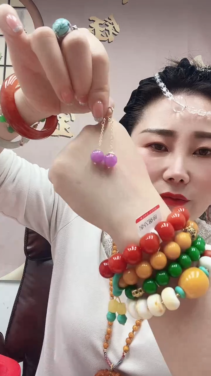 翡翠14K金镶嵌耳饰C37号
