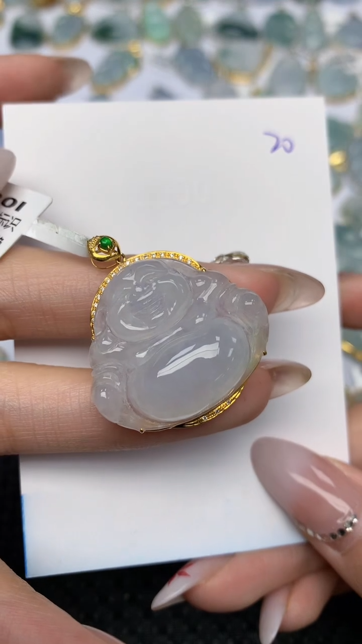 【闪购商品】翡翠颈饰18K金镶嵌天然翡翠A货