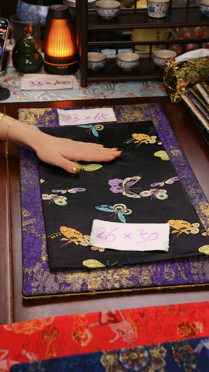 【梦幻蝴蝶双面】中国风干泡织锦茶席33*65