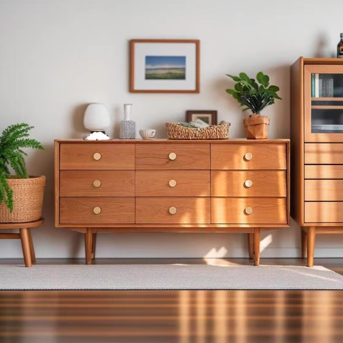 北美进口白橡木九斗柜  实木原木储物柜 卧室柜 斗柜