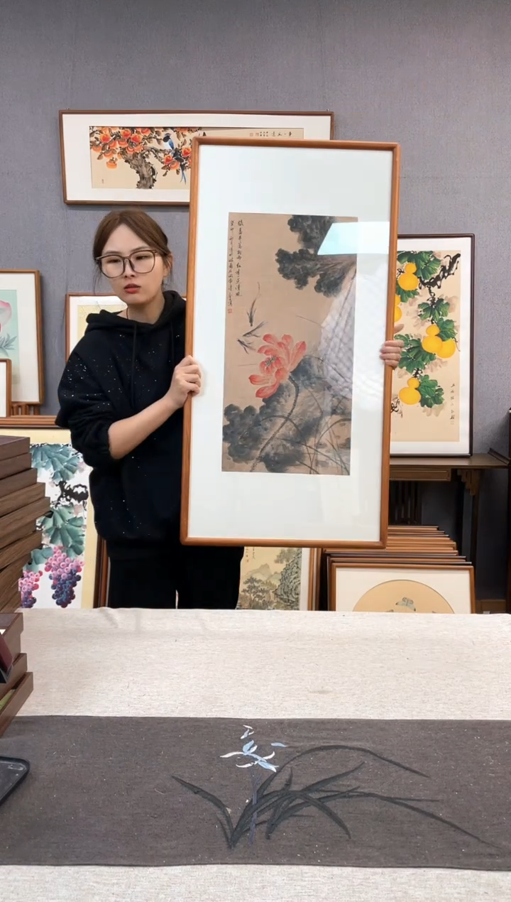 【闪购商品】国画手写手绘带框作品-53*103-王嘉诚