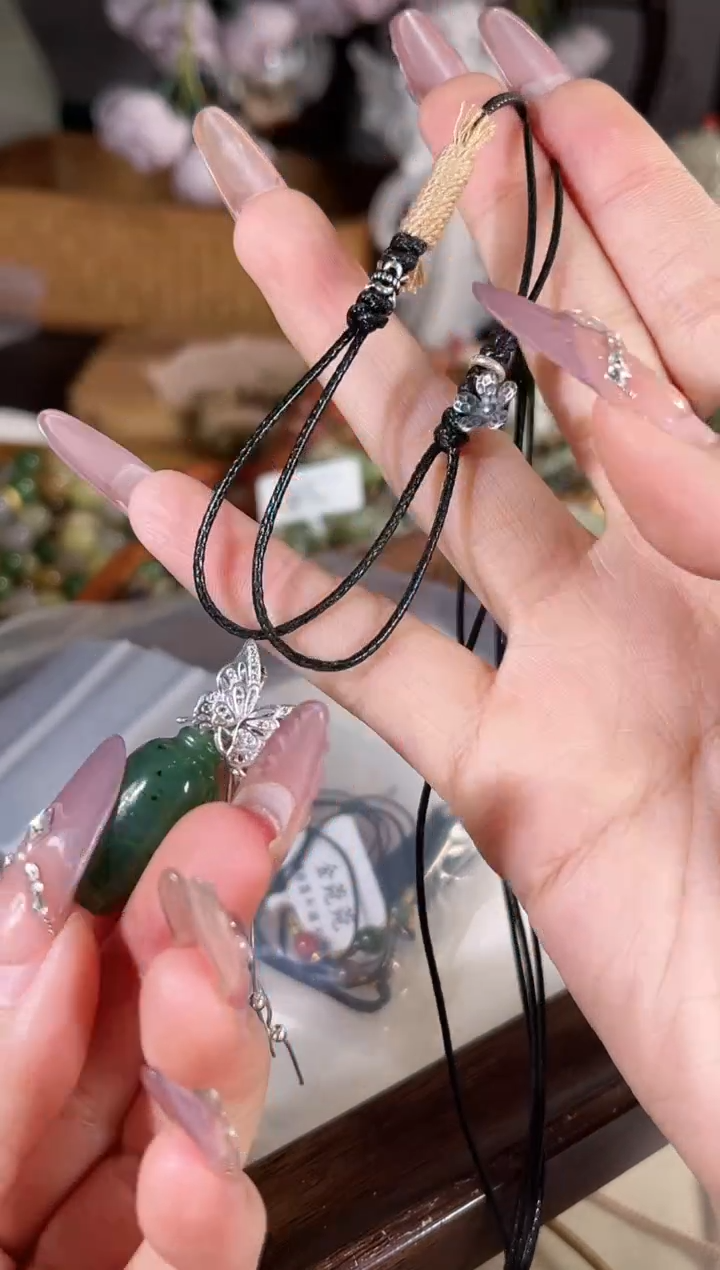 项链银S925镶嵌和田玉多样性发其一孤品默认微瑕