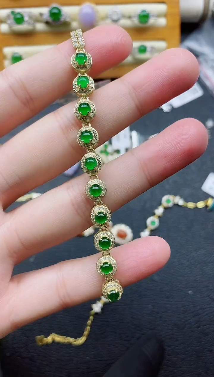 银S925镶嵌戒指翡翠L*1