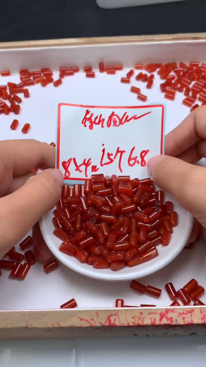 未镶嵌散珠玛瑙/玉髓E998 南红 桶珠4*8mm15个6.8元