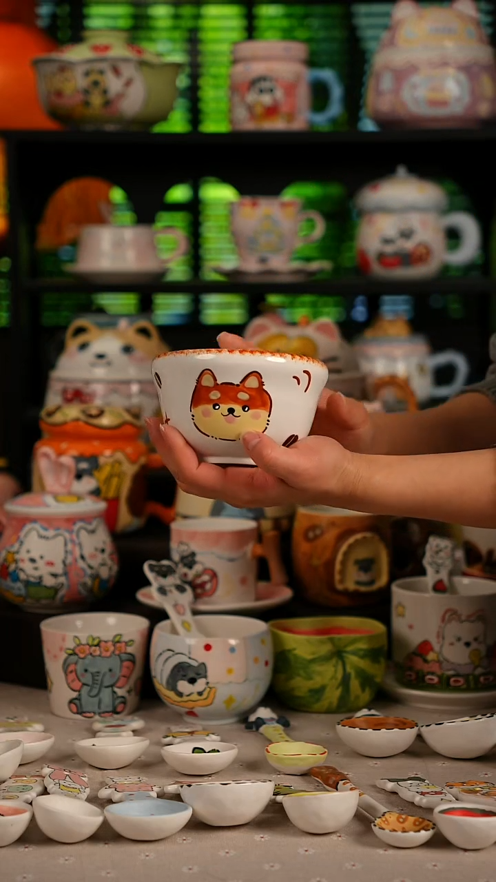 陶瓷无盖款景德镇高温釉下彩纯手绘创意瓷 