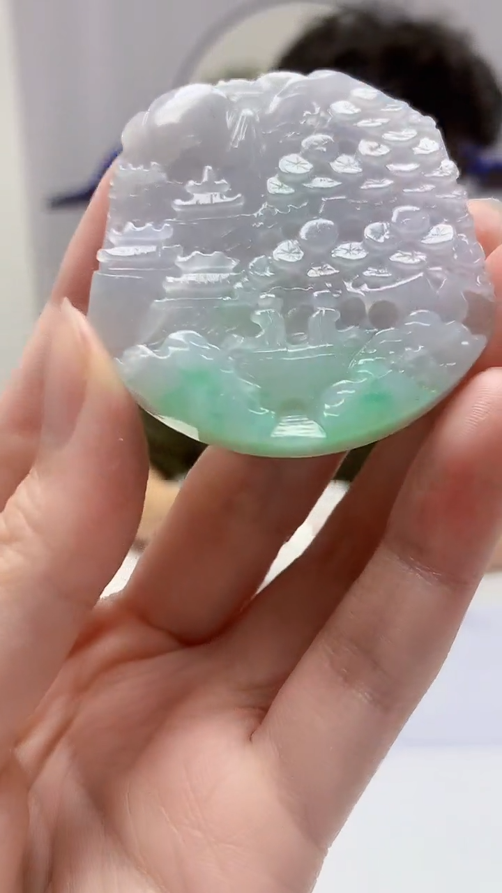 【闪购商品】定制翡翠未镶嵌4688zm-毛货挂件53山水