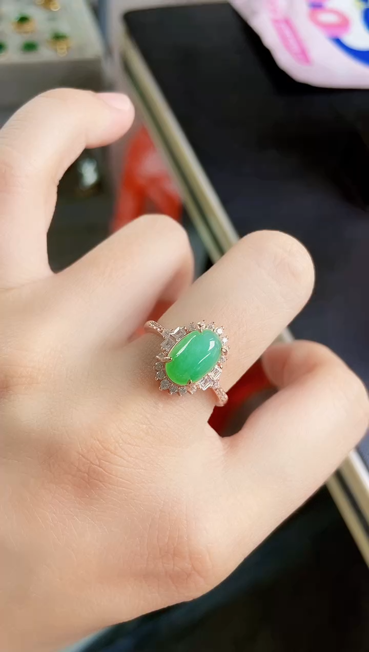 翡翠戒指银S925镶嵌4646464