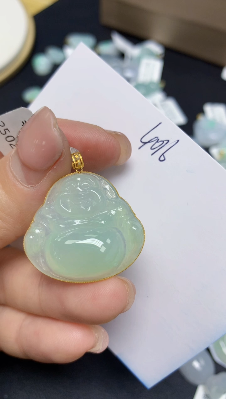 【闪购商品】翡翠挂件18K金镶嵌 天然翡翠A货