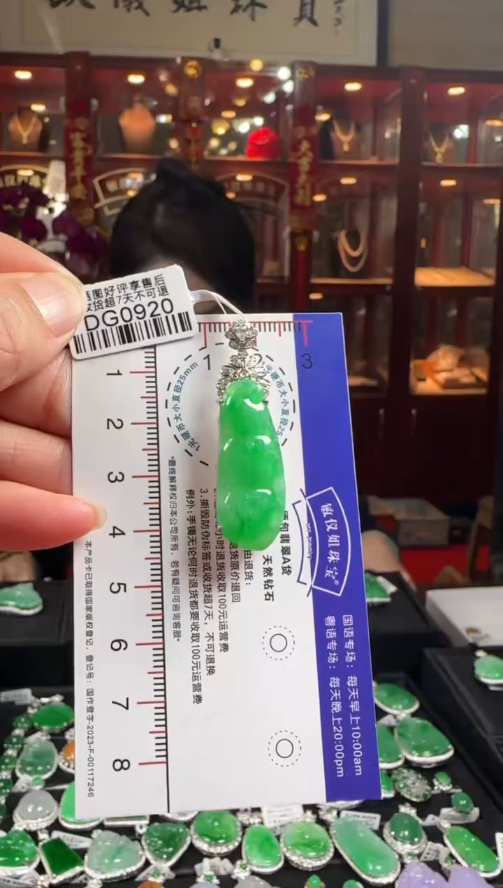 【闪购商品】翡翠颈饰18K金镶嵌/DG0920冰绿豆豆