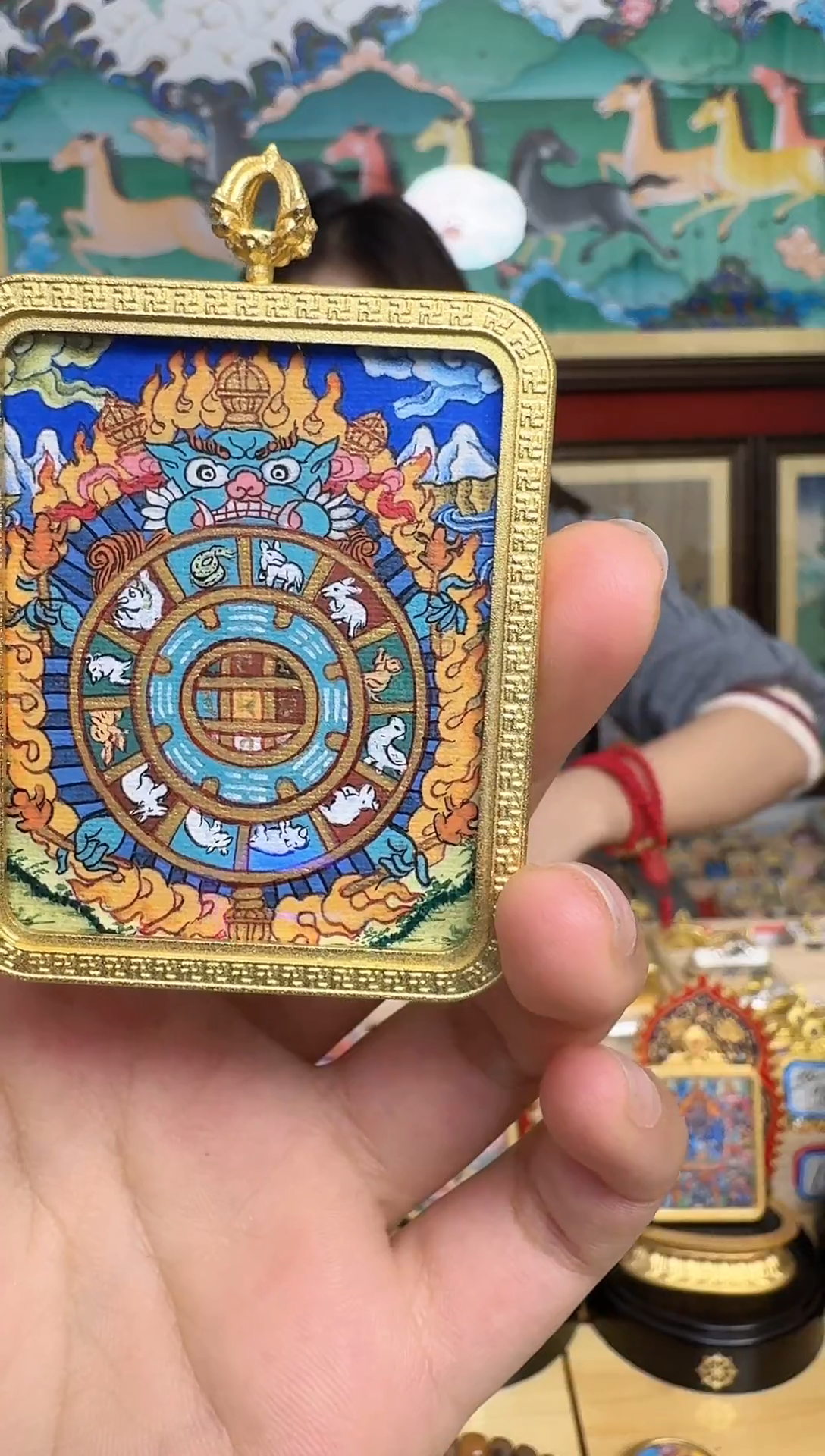 吊坠十二生肖九宫八卦-热贡纯手绘