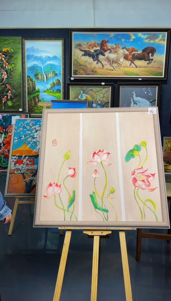 【闪购商品】油画6号 80*80 荷花-手绘油画
